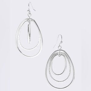 Teardrop textured multi metal hoop drop earrings
(New)